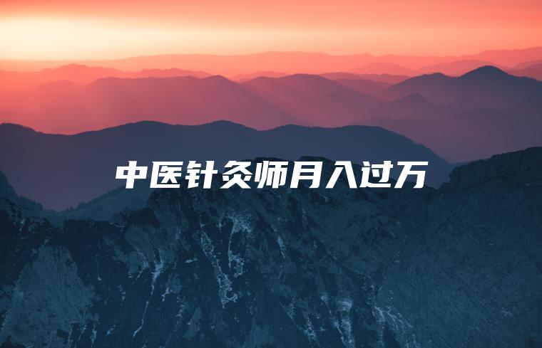 中医针灸师月入过万