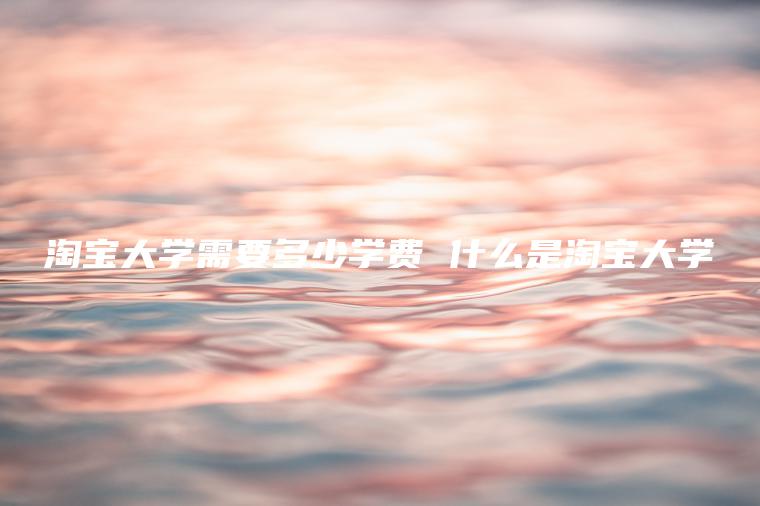 淘宝大学需要多少学费 什么是淘宝大学