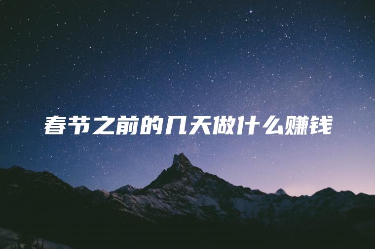 春节之前的几天做什么赚钱