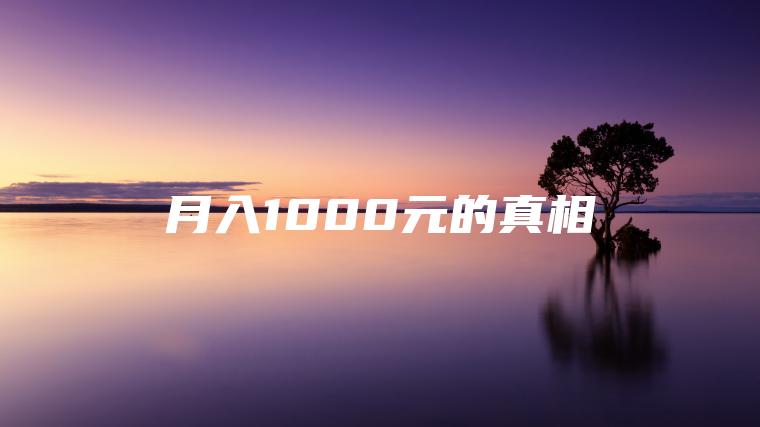 月入1000元的真相