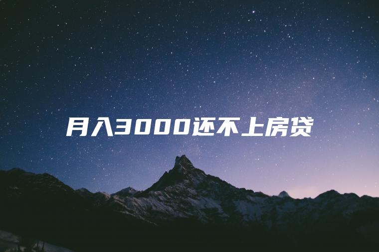 月入3000还不上房贷