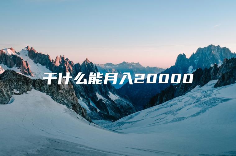干什么能月入20000